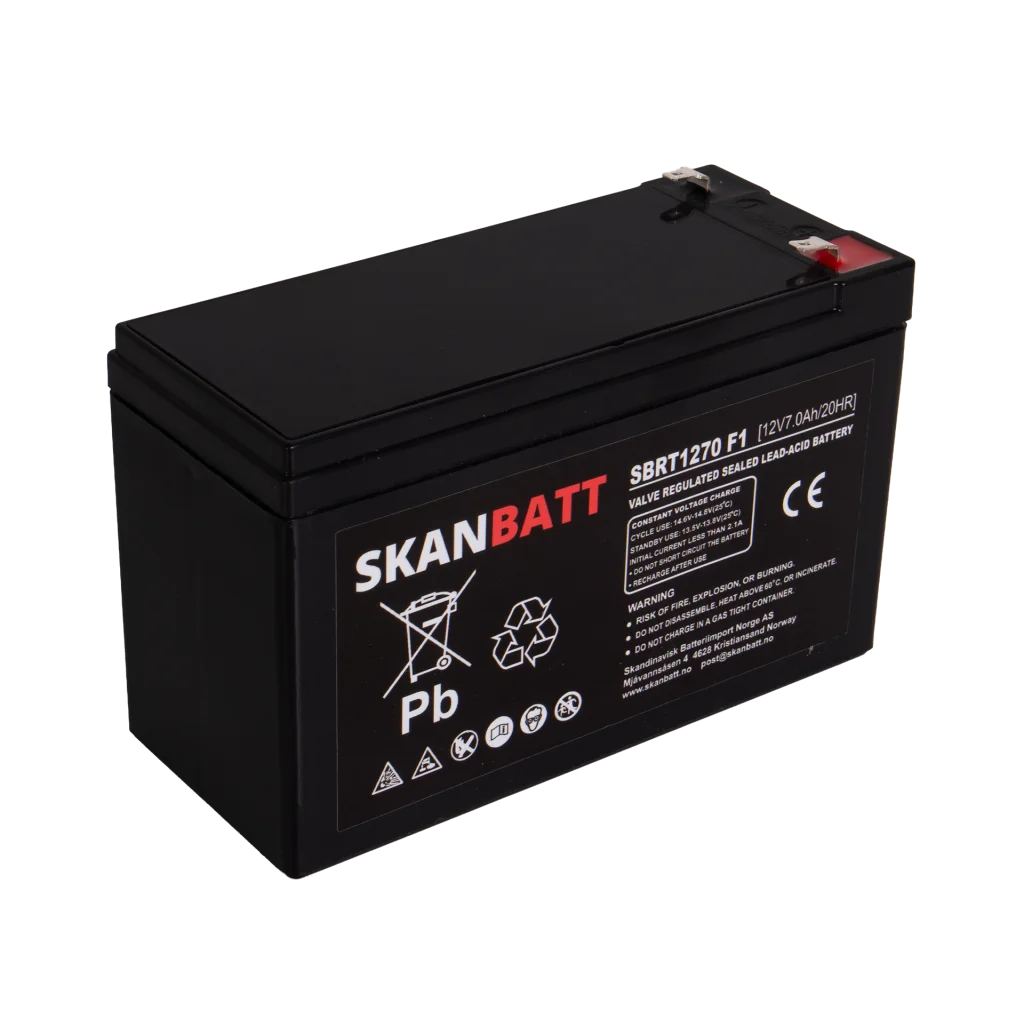 SKANBATT AGM Batteri 12V 7AH (151x65x94mm) F1