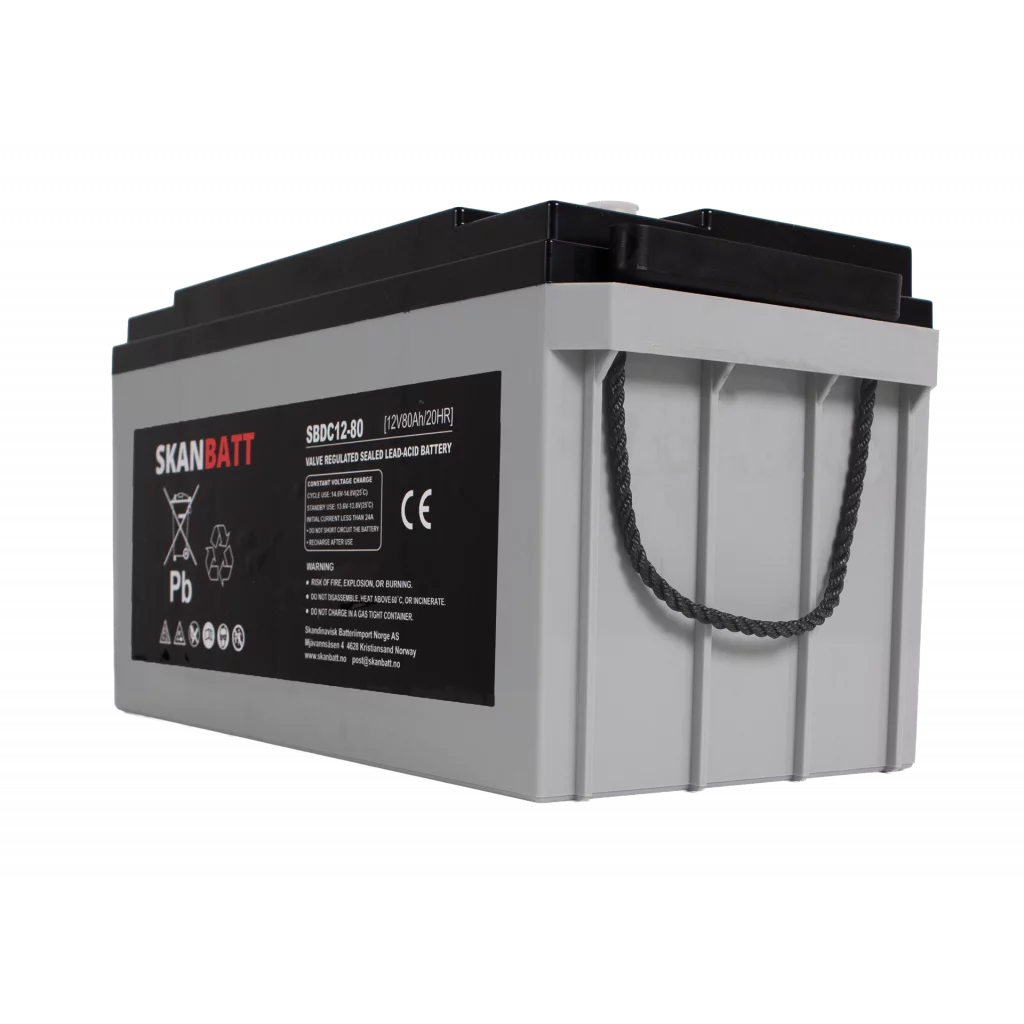 SKANBATT AGM Deep Cycle Batteri 12V 80AH C20 (350x167x182mm) +vänster