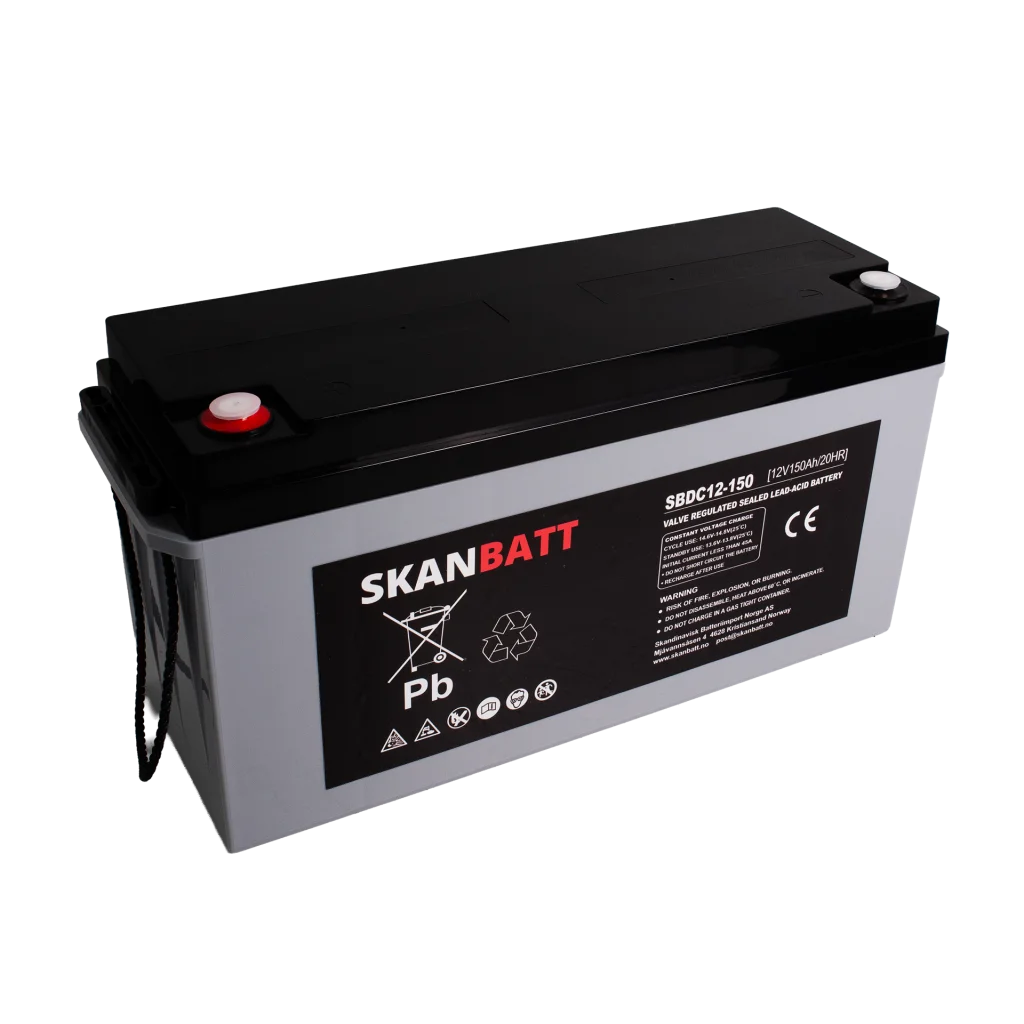 SKANBATT AGM Deep Cycle Batteri 12V 150AH C10 (483x170x241mm) +vänster