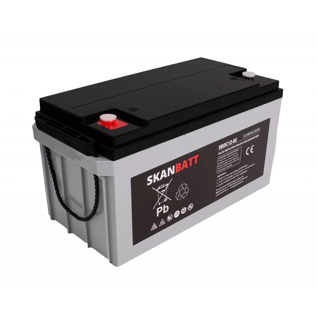 SKANBATT AGM Deep Cycle Batteri 12V 80AH C20 (350x167x182mm) +vänster