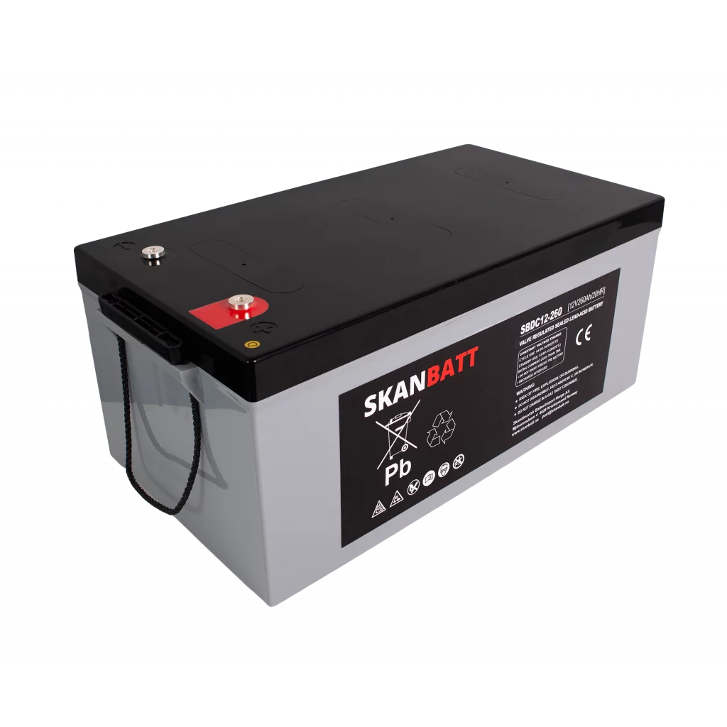 SKANBATT AGM Deep Cycle Batteri 12V 260AH C10 (520x268x220mm) +Höger