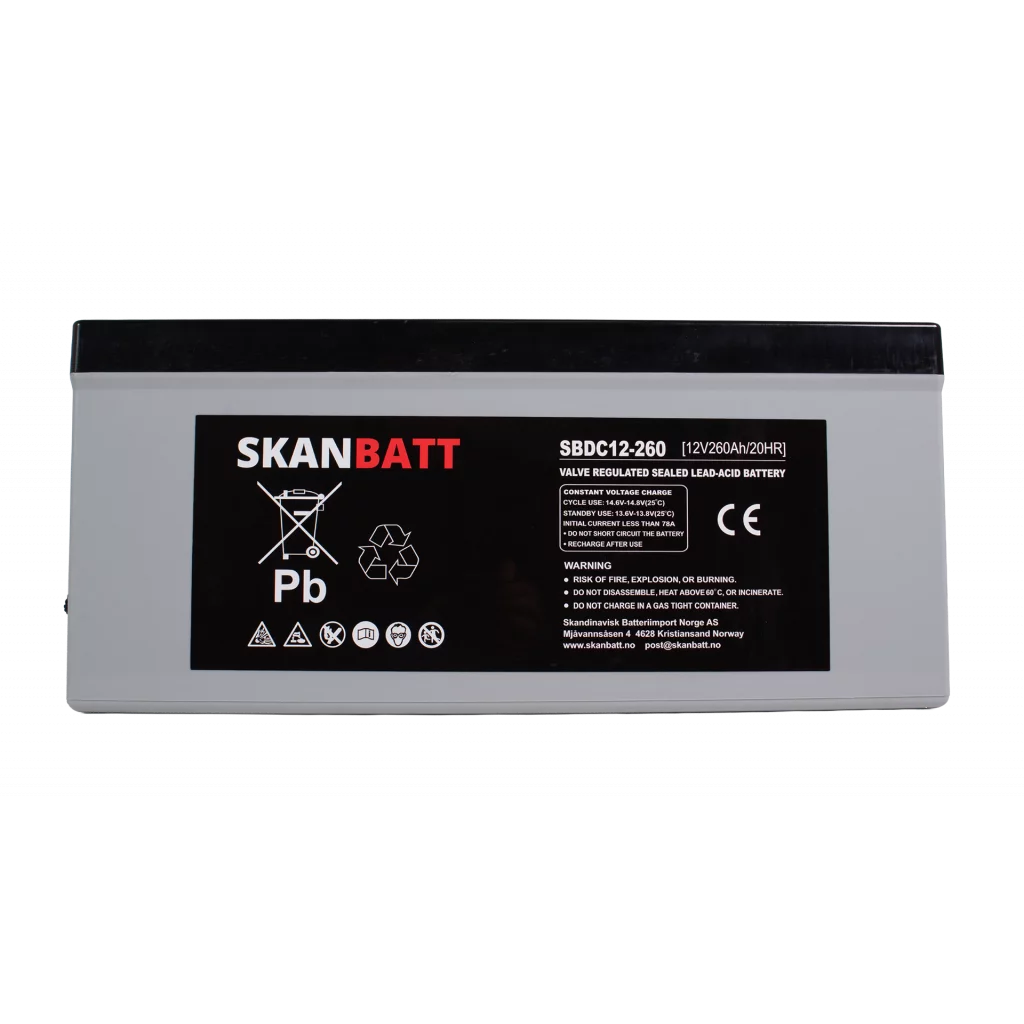 SKANBATT AGM Deep Cycle Batteri 12V 260AH C10 (520x268x220mm) +Höger