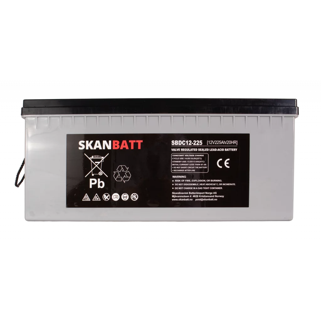 SKANBATT AGM Deep Cycle Batteri 12V 225AH C10 (522x240x219mm) +Höger