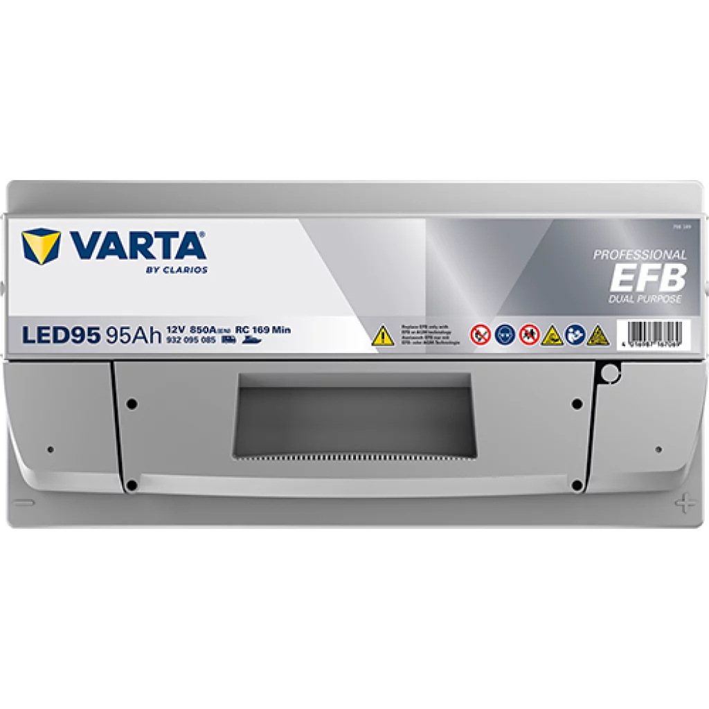 VARTA LED95 Fritidsbatteri EFB Batteri 12V 95AH 850CCA (353x175x190/190mm) +höger