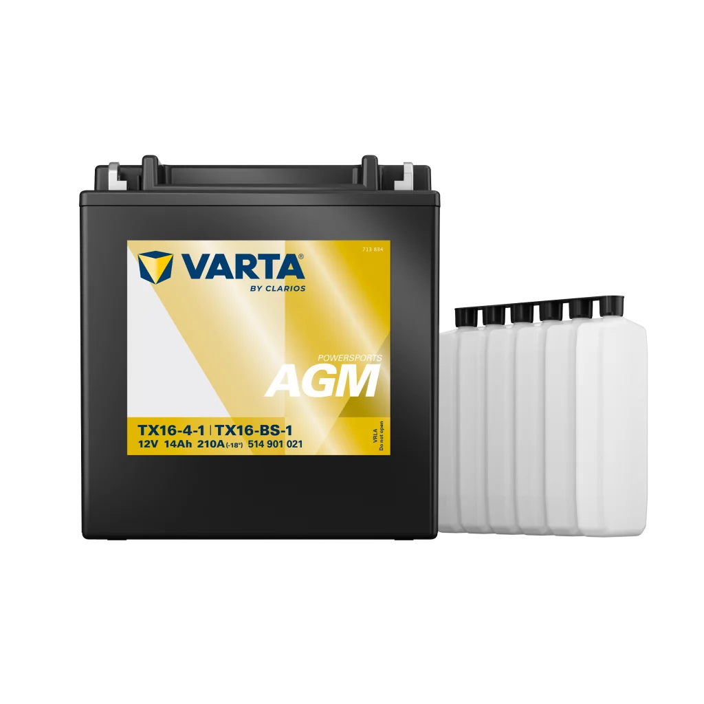 VARTA AGM MC Batteri 12V 14AH 210CCA (150x87x161mm) +vänster TX16-BS-1