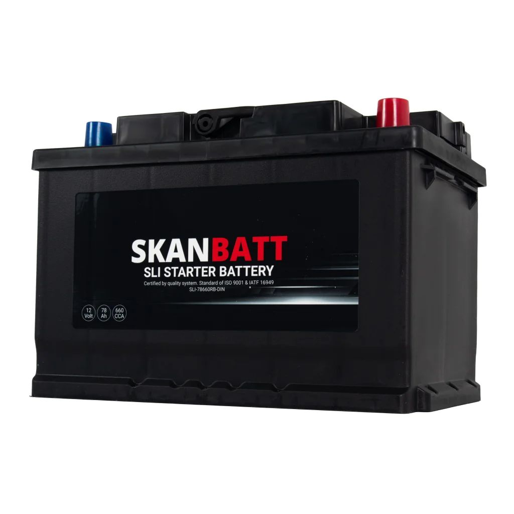 SKANBATT SLI Startbatteri 12V 78AH 660CCA (278x175x190mm) +Höger