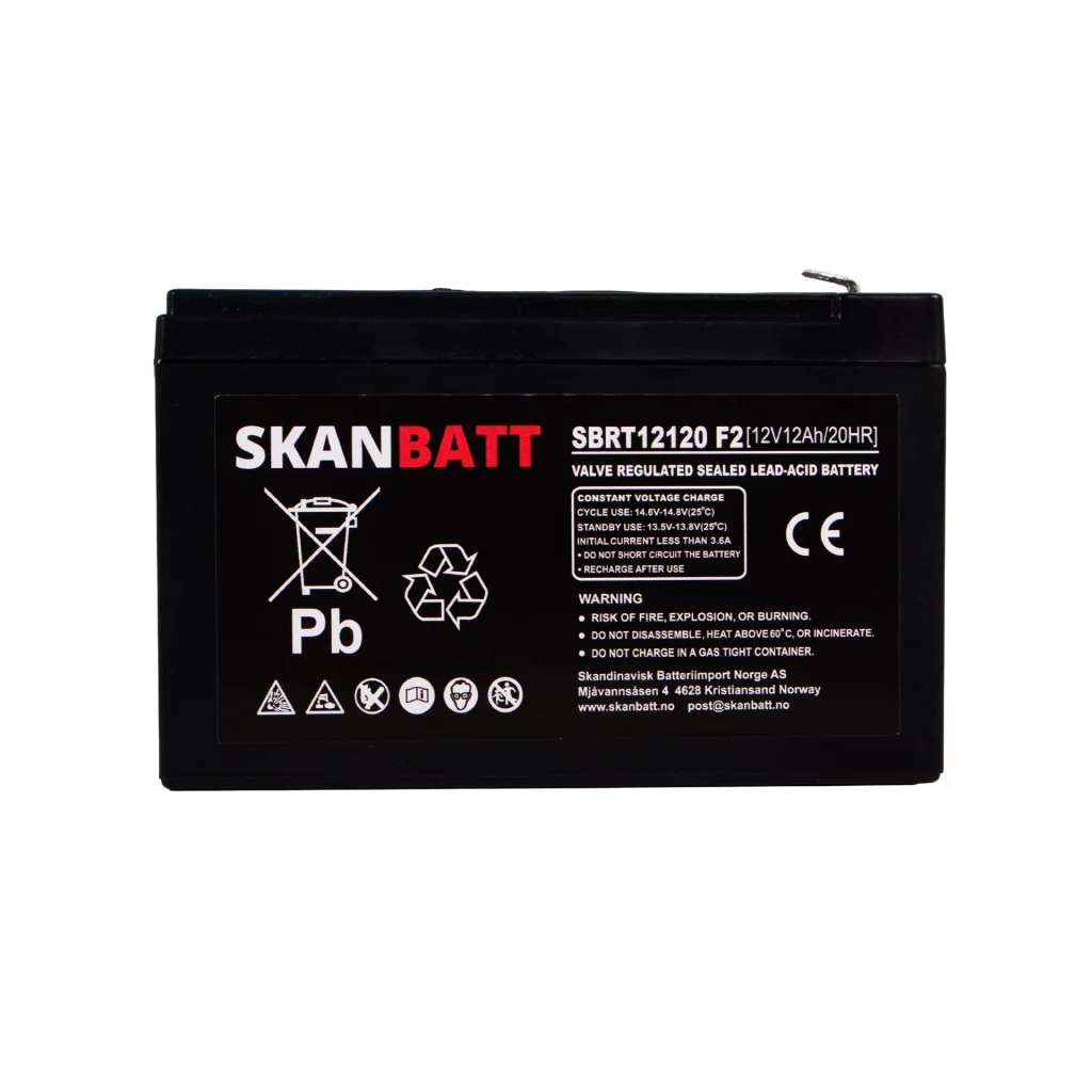 SKANBATT AGM Batteri 12V 12AH (151x98x95mm) F2