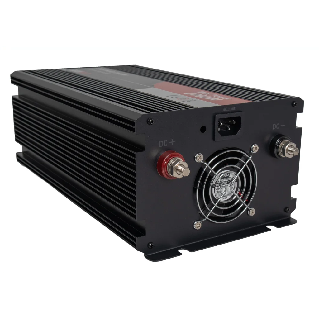 SKANBATT Inverter 12V 2000W Ren Sinus med Nätprioritering och Trådlös Fjärrkontroll 340x180x120mm