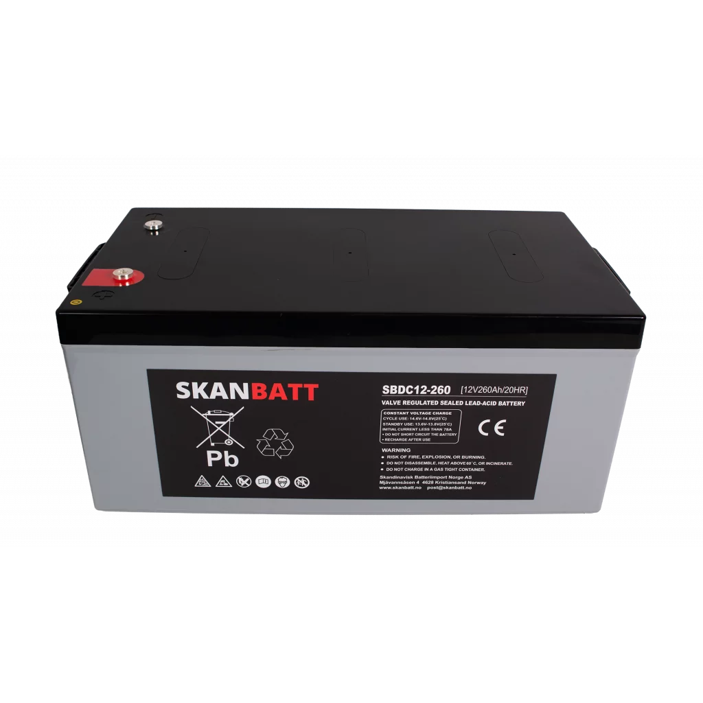 SKANBATT AGM Deep Cycle Batteri 12V 260AH C10 (520x268x220mm) +Höger