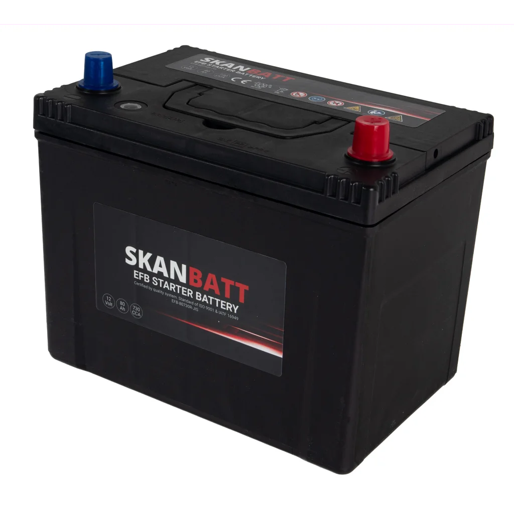 SKANBATT EFB Startbatteri 12V 80AH 730CCA (260x174x225mm) +Höger
