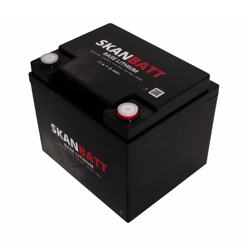 SKANBATT Base Lithium - 12V 50Ah 50A BMS - Bluetooth - 198x166x170mm - 3 Års garanti