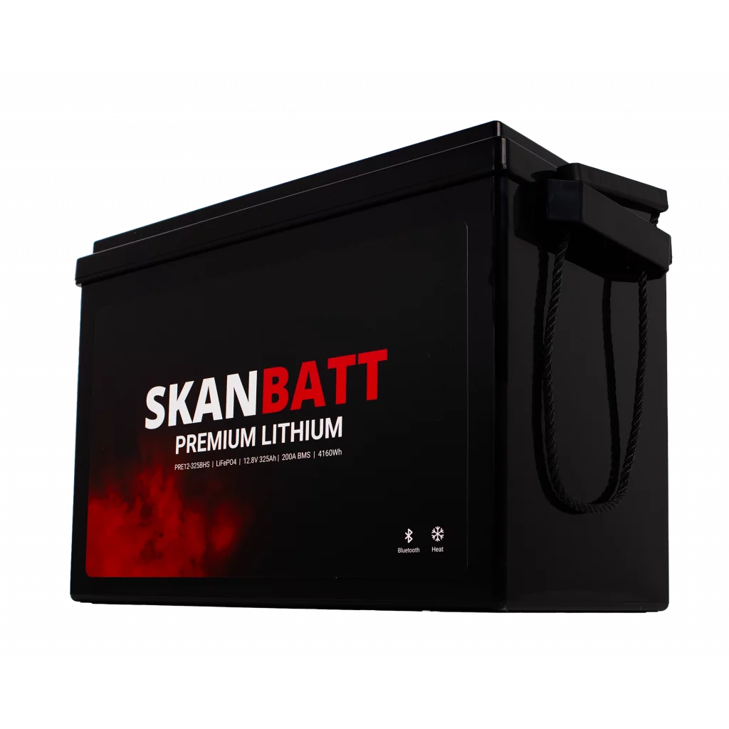 SKANBATT Premium Lithium - 12V 325Ah 200A BMS - Bluetooth - Heat - 345x190x245mm - 8 Års garanti