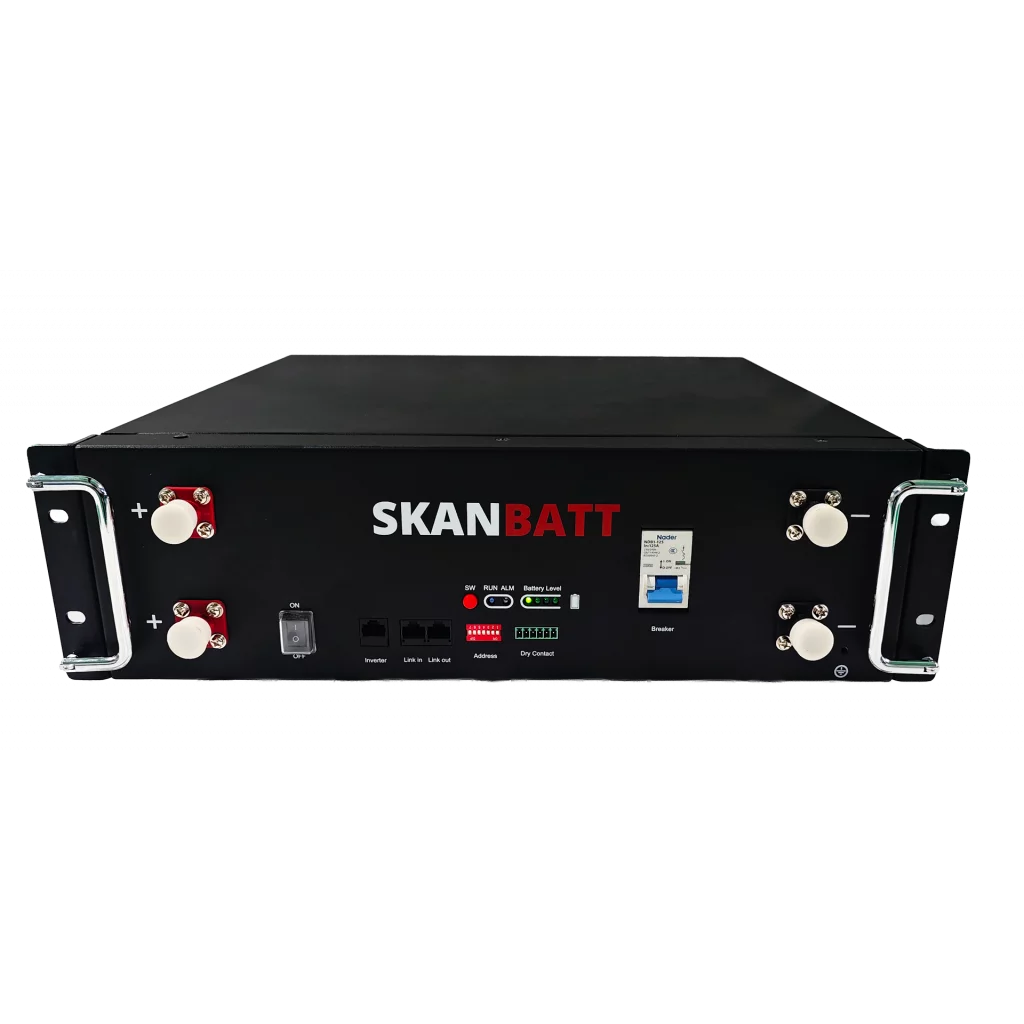 SKANBATT Lithium 3U Rackbatteri 51,2V 100Ah - 5,12kWh - LiFePO4 - HEAT - OTA