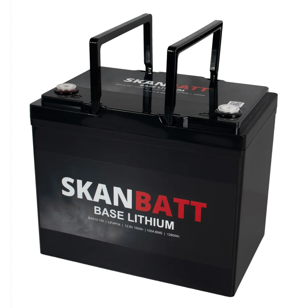 SKANBATT Base Lithium - 12V 100Ah 100A BMS - 260x169x211mm - 3 Års garanti