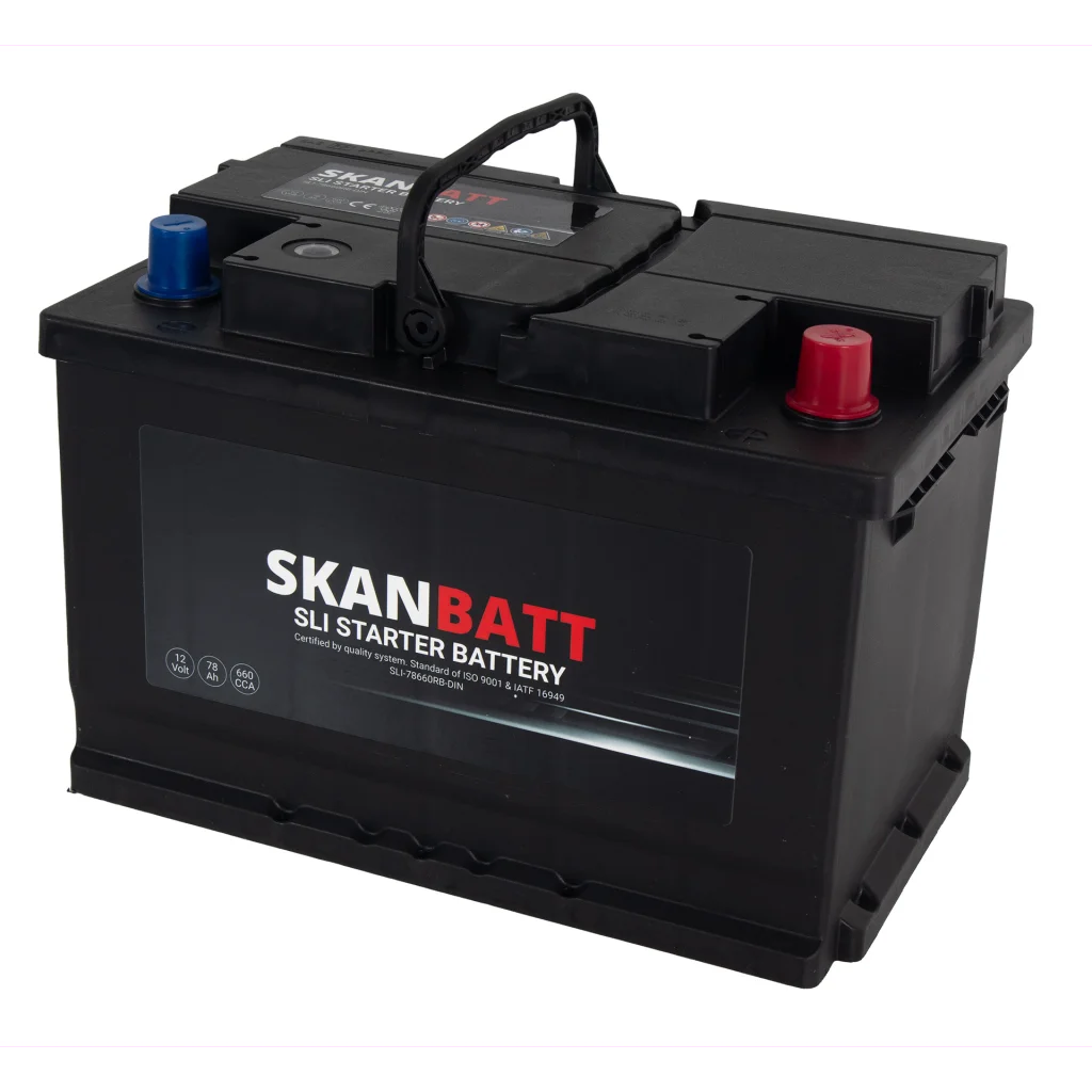 SKANBATT SLI Startbatteri 12V 78AH 660CCA (278x175x190mm) +Höger