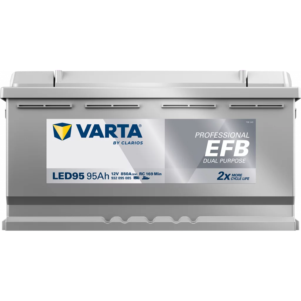 VARTA LED95 Fritidsbatteri EFB Batteri 12V 95AH 850CCA (353x175x190/190mm) +höger