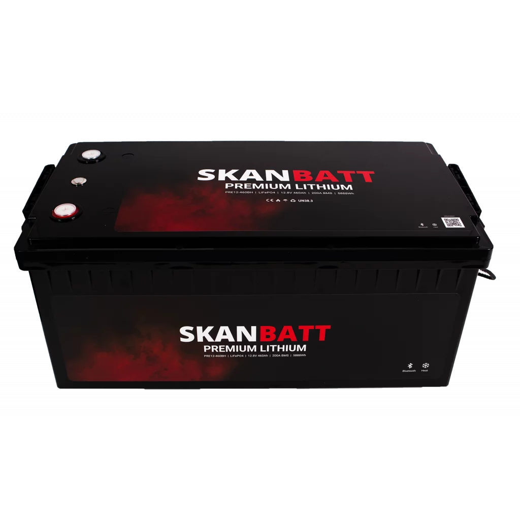 SKANBATT Premium Lithium - 12V 460Ah 200A BMS - Bluetooth - Heat - 522x218x268mm - 8 Års garanti