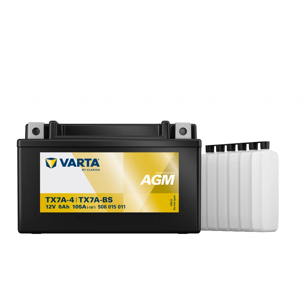 VARTA AGM MC Batteri 12V 6AH 105CCA (151x88x94mm) +vänster TX7A-BS
