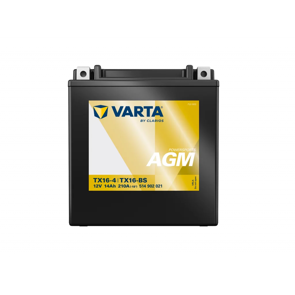 VARTA AGM MC Batteri 12V 14AH 210CCA (150x87x161mm) +vänster TX16-BS