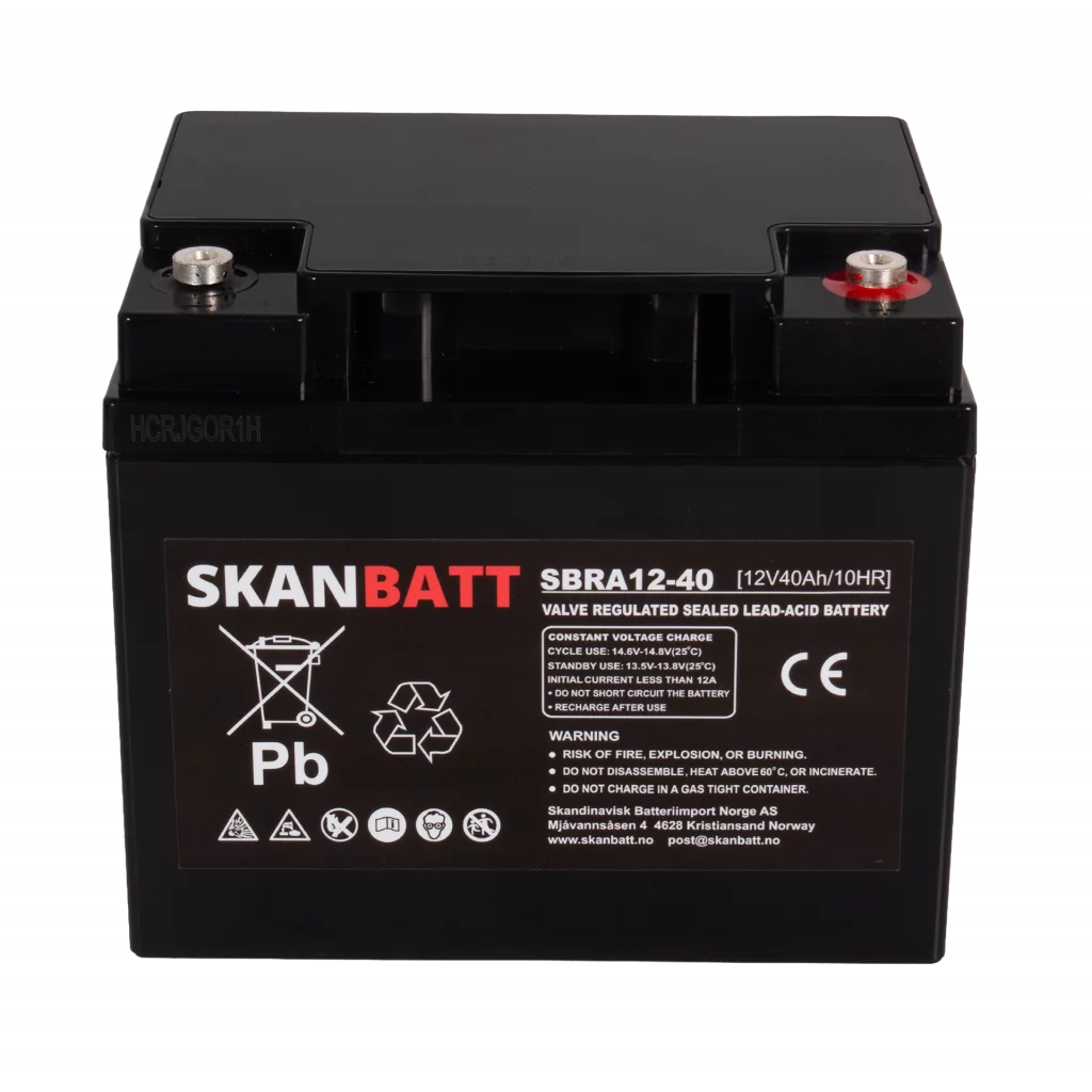 SKANBATT AGM Deep Cycle Batteri 12V 40Ah (198x166x171mm) +höger