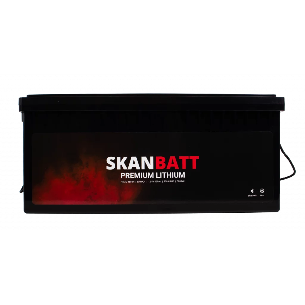 SKANBATT Premium Lithium - 12V 460Ah 200A BMS - Bluetooth - Heat - 522x218x268mm - 8 Års garanti
