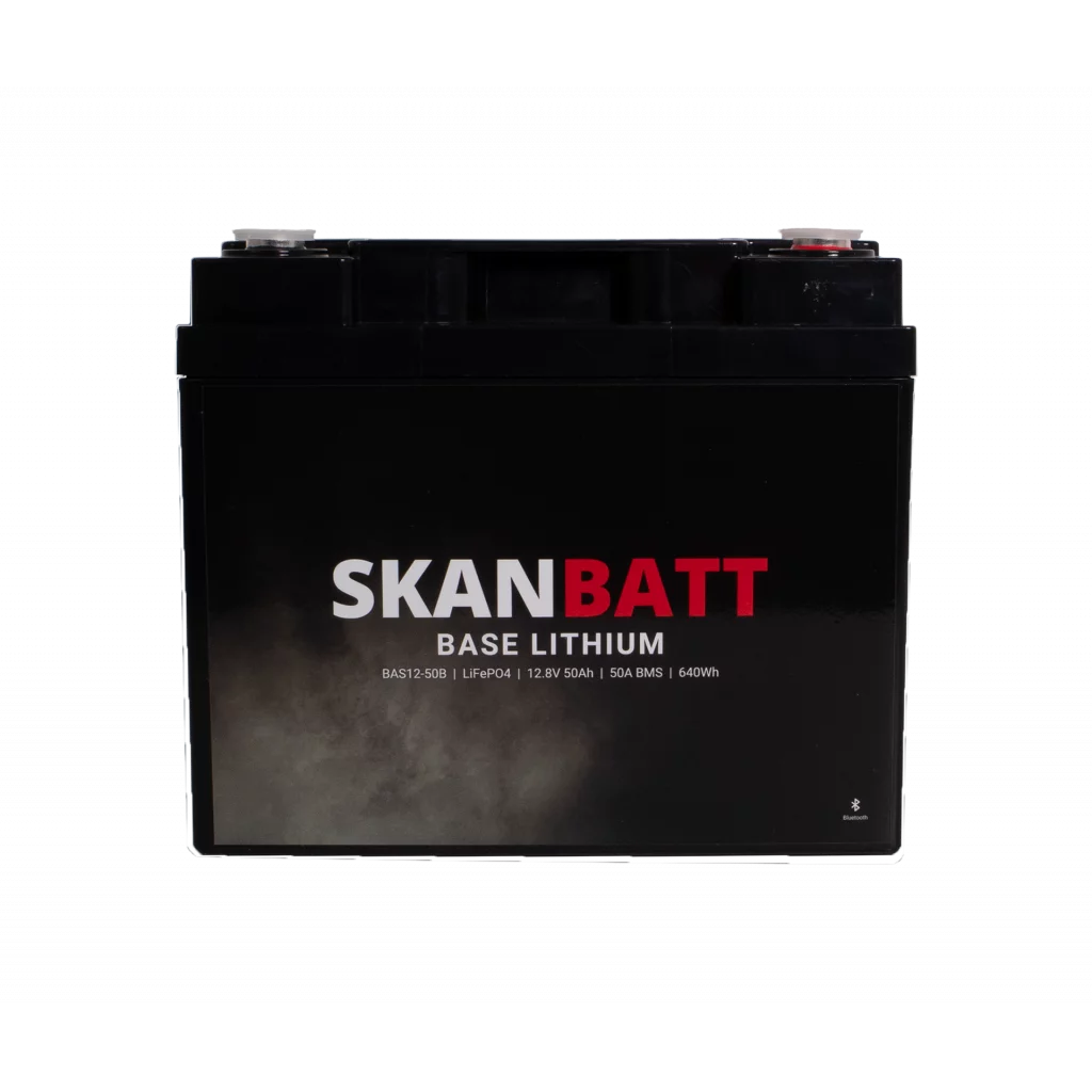 SKANBATT Base Lithium - 12V 50Ah 50A BMS - Bluetooth - 198x166x170mm - 3 Års garanti