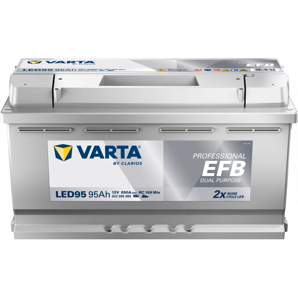 VARTA LED95 Fritidsbatteri EFB Batteri 12V 95AH 850CCA (353x175x190/190mm) +höger
