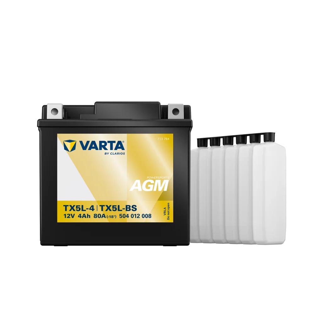 VARTA AGM MC Batteri 12V 4AH 80CCA (114x71x106mm) +höger TX5L-BS