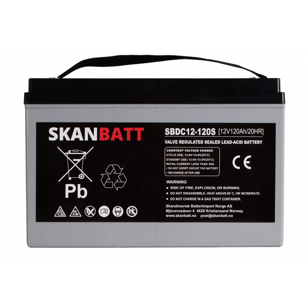 SKANBATT AGM Deep Cycle Batteri 12V 120AH C10 (328x172x222mm) +vänster