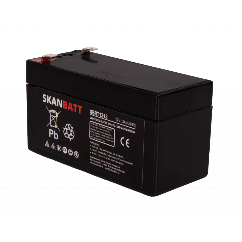 SKANBATT AGM Batteri 12V 1,3AH (97x43x52mm) F1