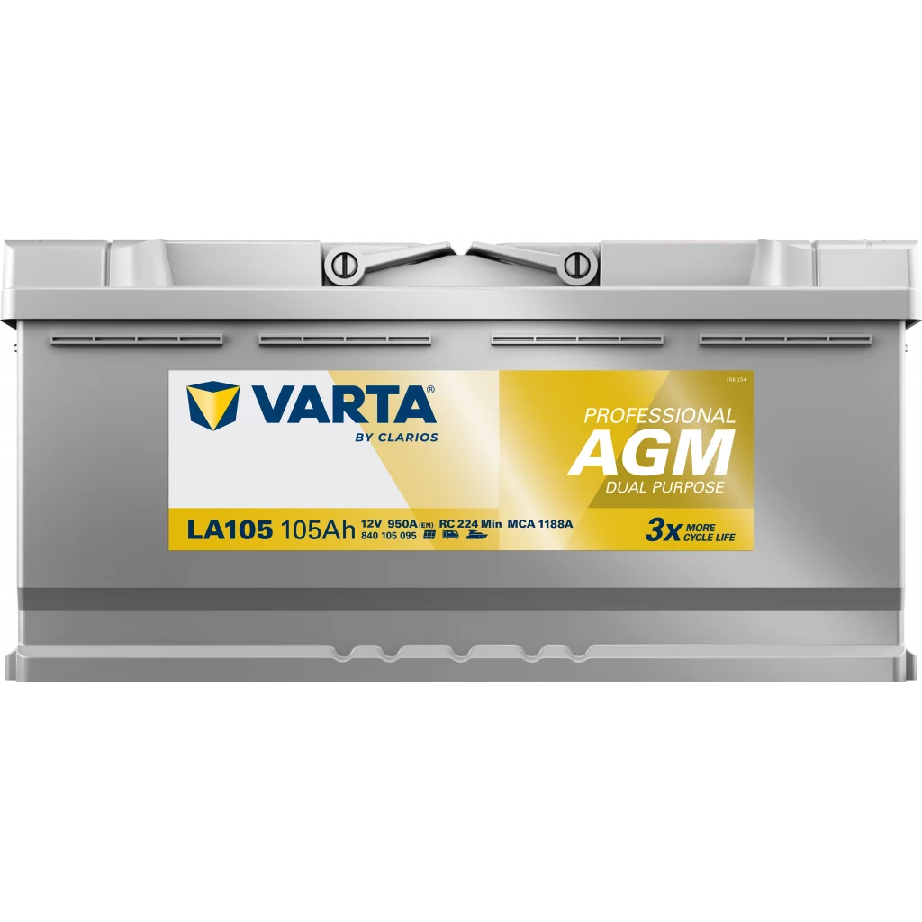 VARTA LA105 AGM Fritidsbatteri 12V 105AH 950CCA (394x175x190/190mm) +höger