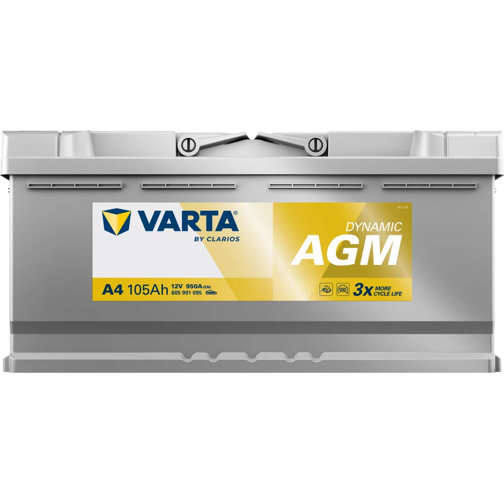 VARTA A4 Dynamic AGM Batteri 12V 105AH 950CCA (394x175x190mm) +höger