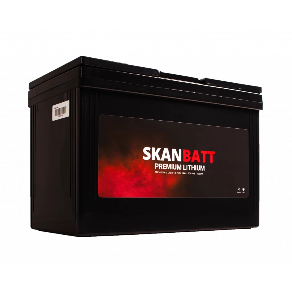 SKANBATT Premium Lithium - 48V 50Ah 50A BMS - 522x238x218 mm - Bluetooth - Heat - 8 Års garanti