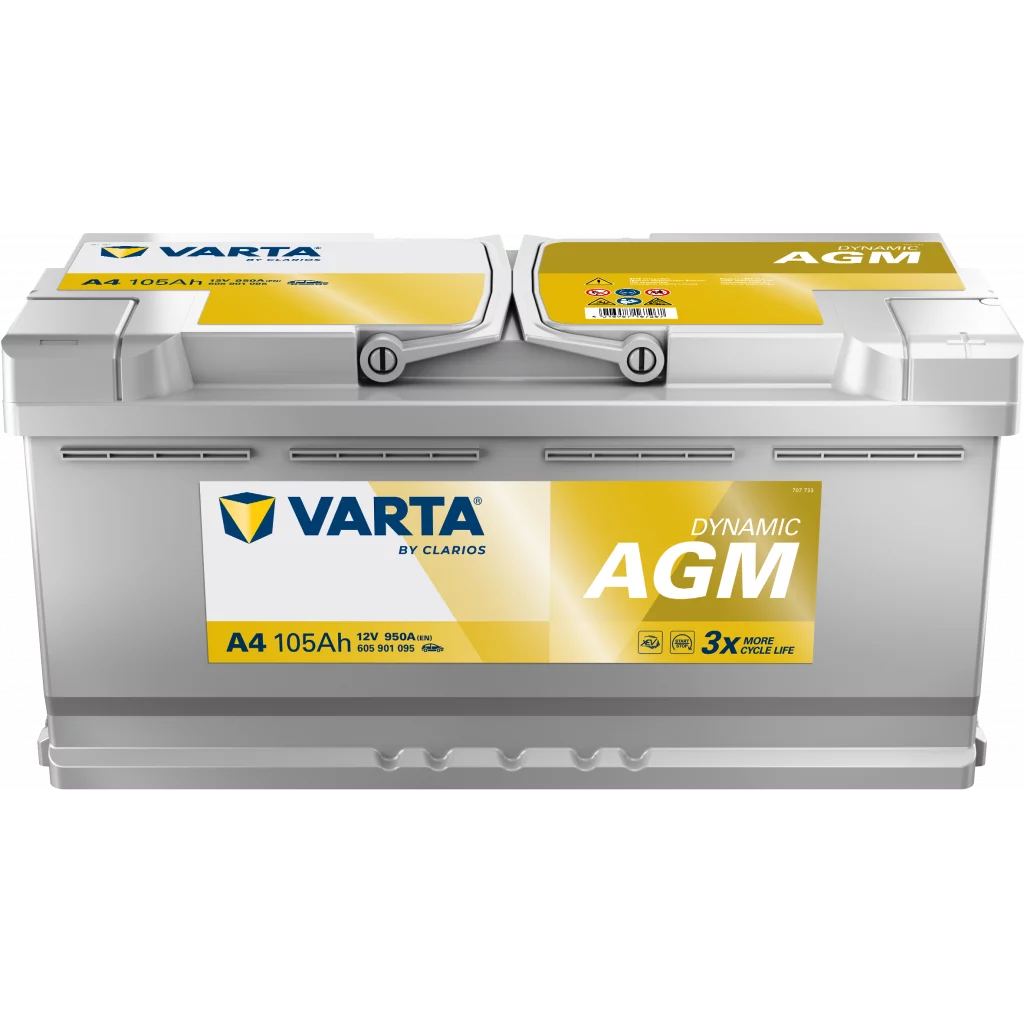 VARTA A4 Dynamic AGM Batteri 12V 105AH 950CCA (394x175x190mm) +höger