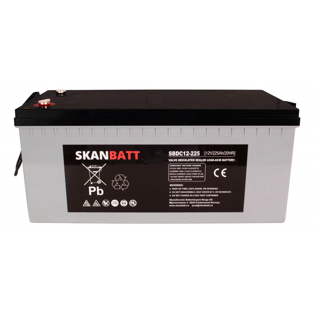 SKANBATT AGM Deep Cycle Batteri 12V 225AH C10 (522x240x219mm) +Höger