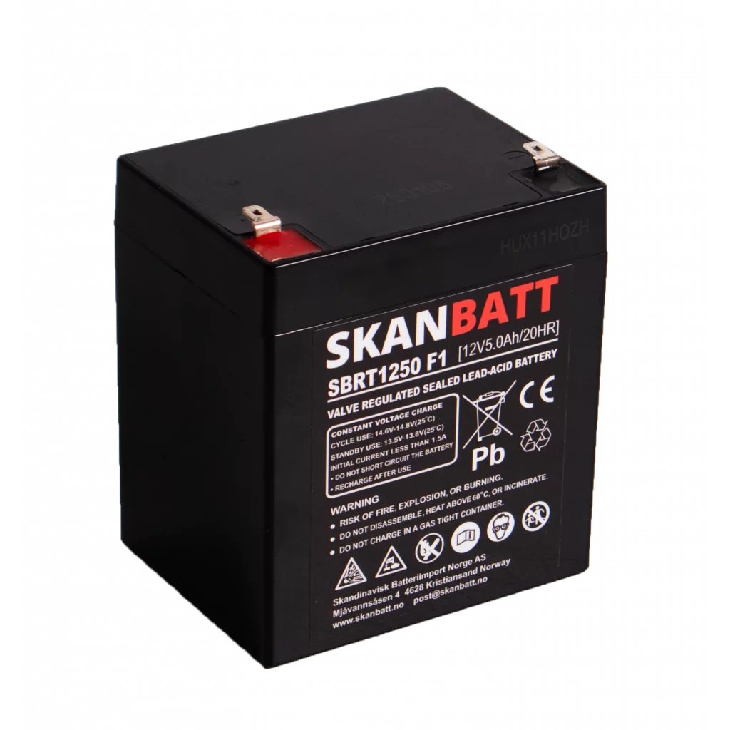 SKANBATT AGM Batteri 12V 5AH (90x70x101mm) F1