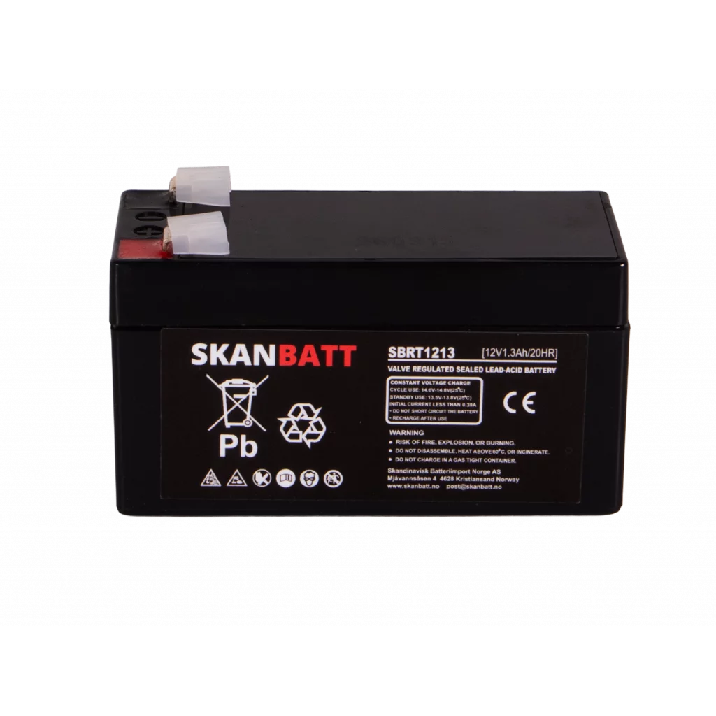 SKANBATT AGM Batteri 12V 1,3AH (97x43x52mm) F1