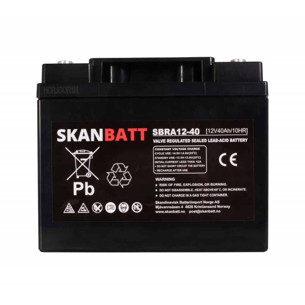 SKANBATT AGM Deep Cycle Batteri 12V 40Ah (198x166x171mm) +höger