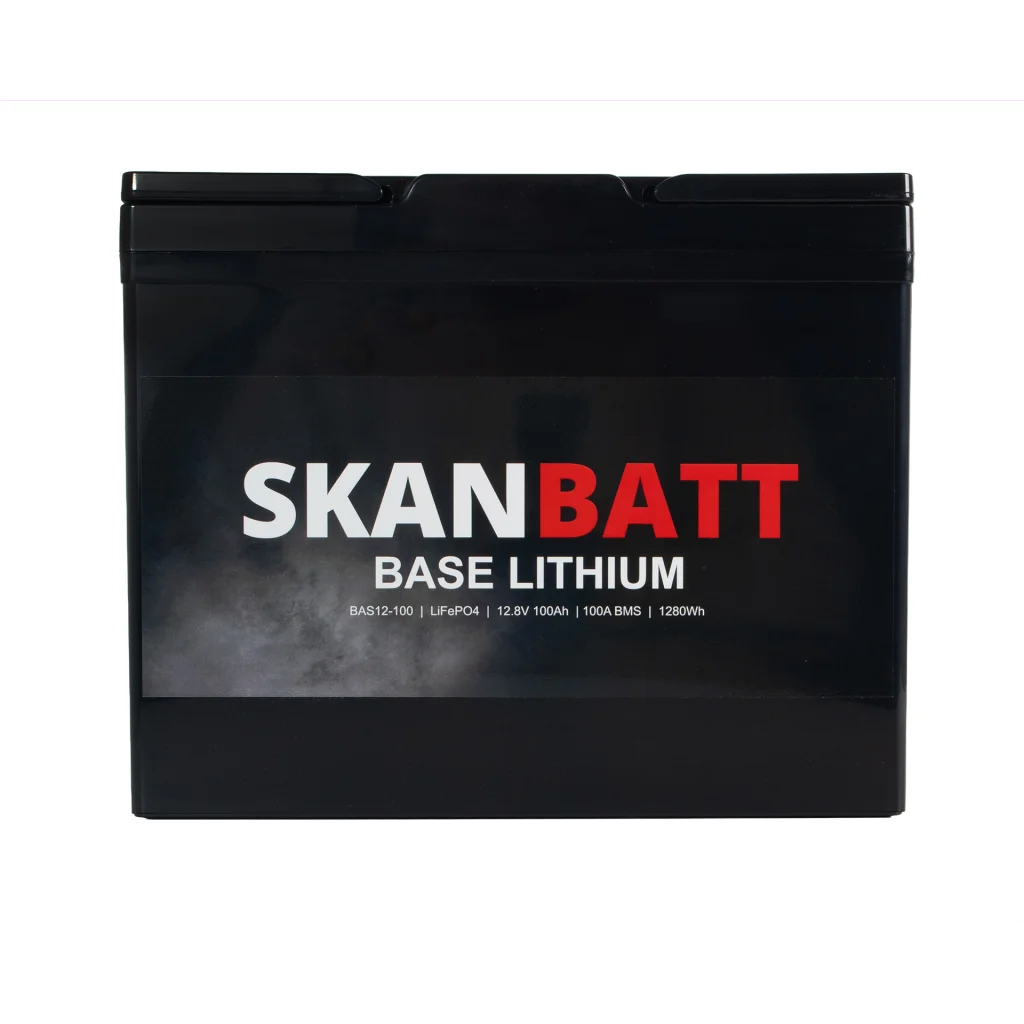SKANBATT Base Lithium - 12V 100Ah 100A BMS - 260x169x211mm - 3 Års garanti