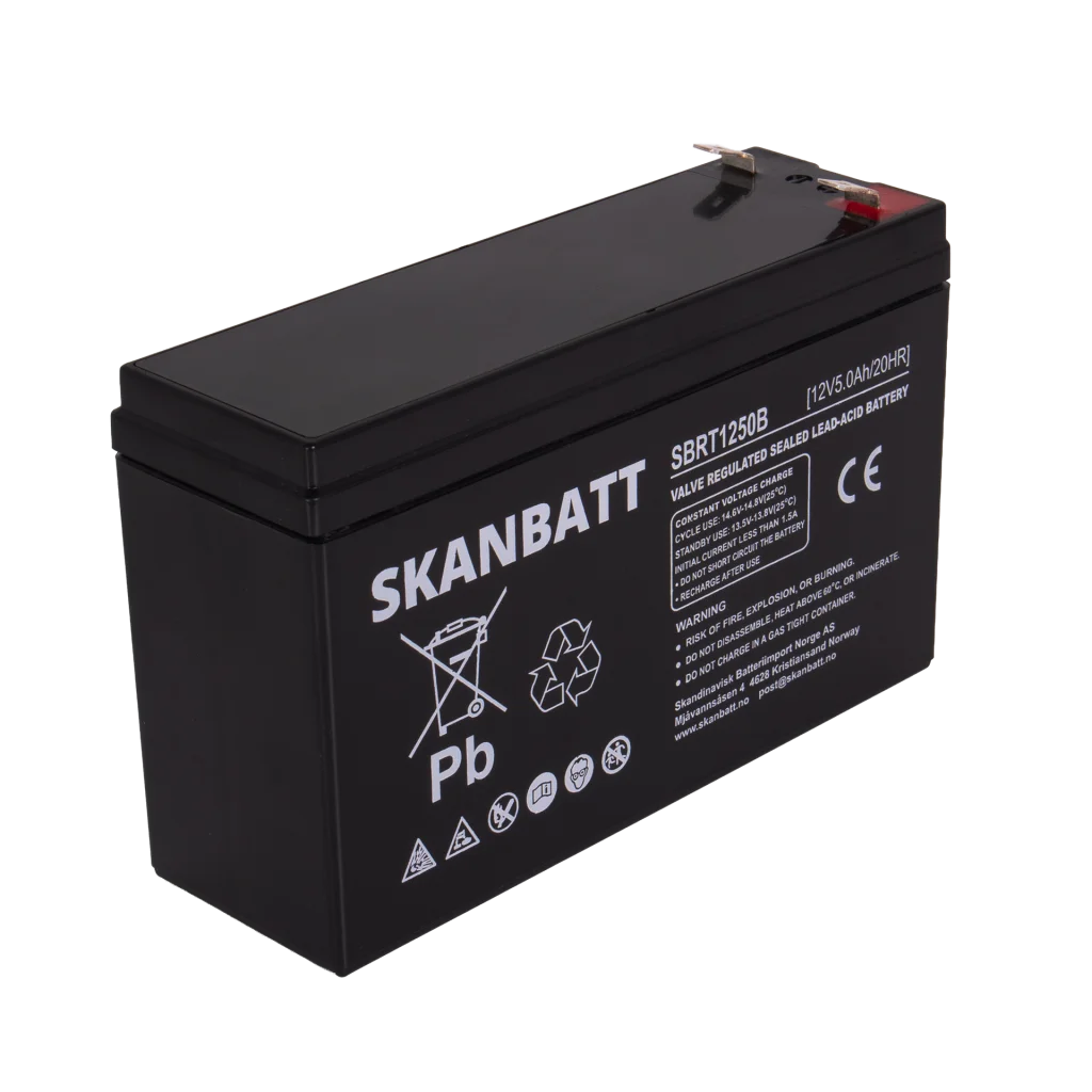 SKANBATT AGM Batteri 12V 5AH (150x50x100mm) F2