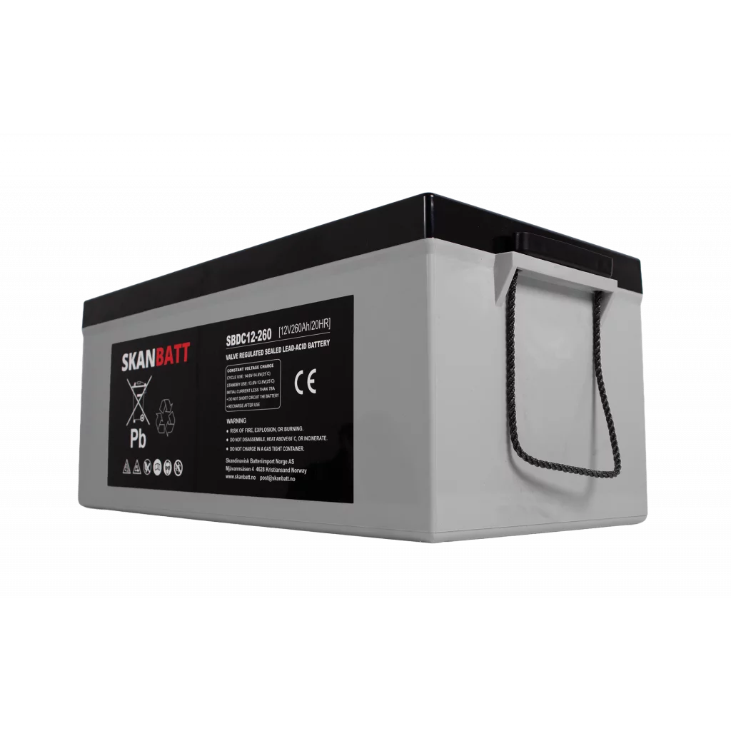 SKANBATT AGM Deep Cycle Batteri 12V 260AH C10 (520x268x220mm) +Höger