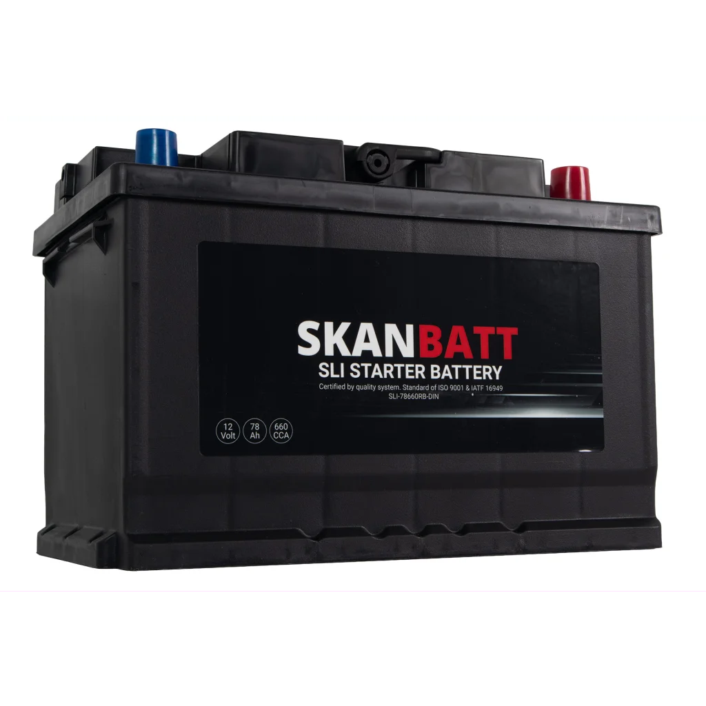 SKANBATT SLI Startbatteri 12V 78AH 660CCA (278x175x190mm) +Höger