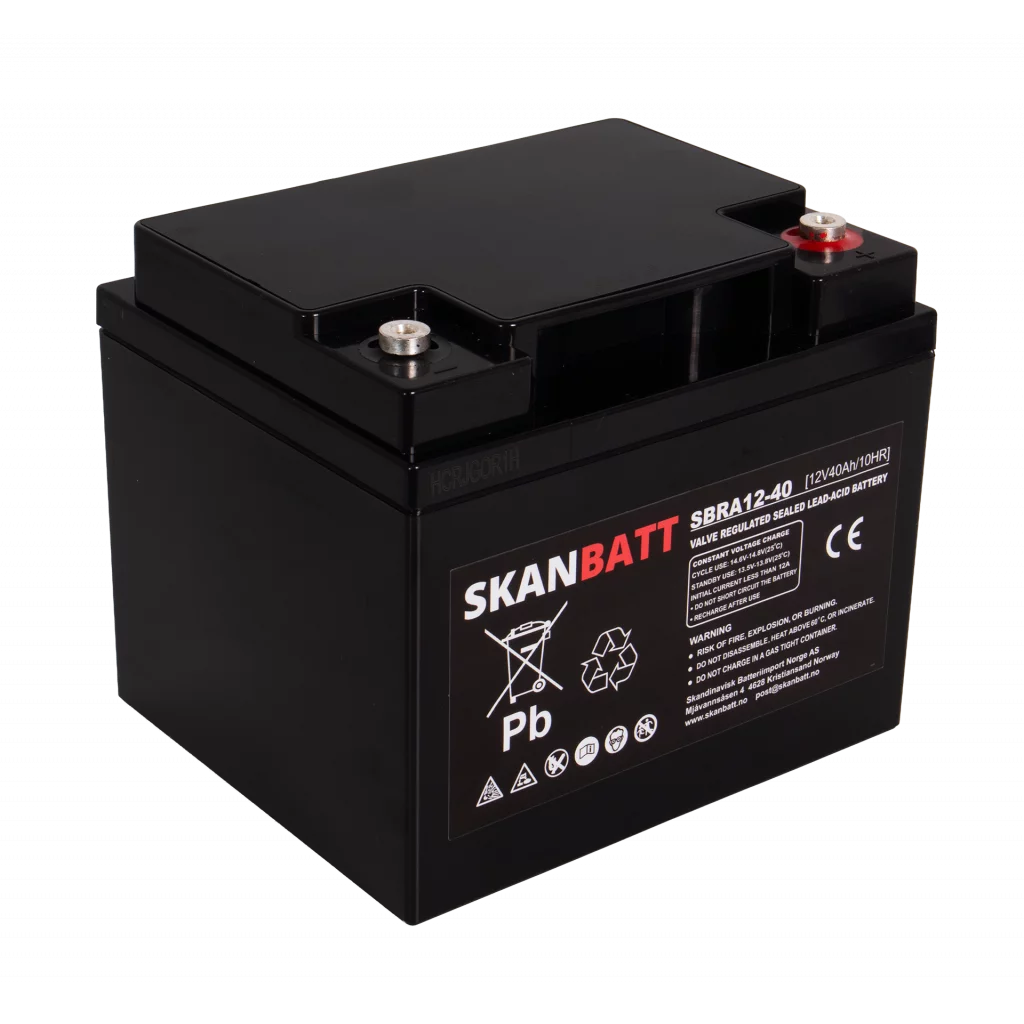 SKANBATT AGM Deep Cycle Batteri 12V 40Ah (198x166x171mm) +höger