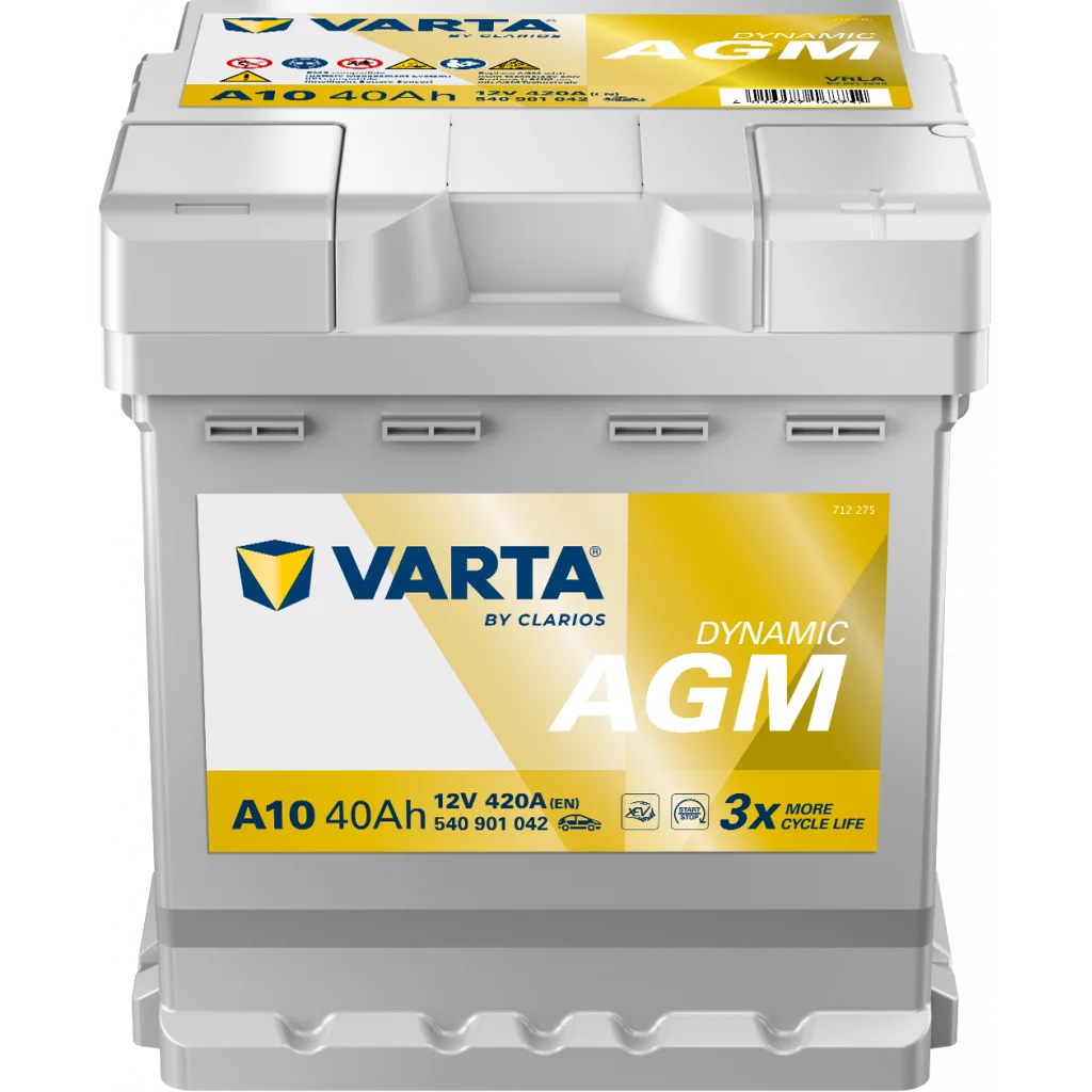 VARTA A10 Dynamic AGM Batteri 12V 40AH 420CCA (175x175x190mm) +höger
