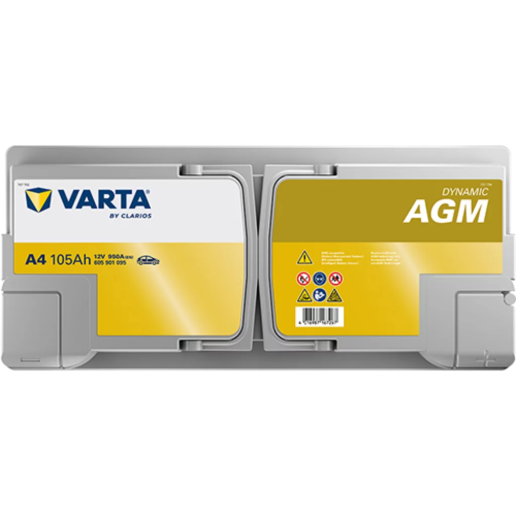 VARTA A4 Dynamic AGM Batteri 12V 105AH 950CCA (394x175x190mm) +höger