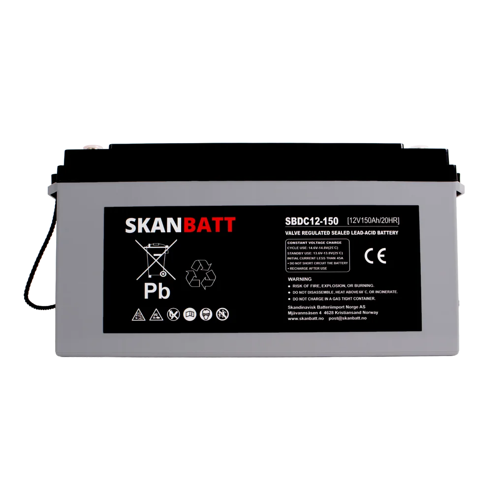 SKANBATT AGM Deep Cycle Batteri 12V 150AH C10 (483x170x241mm) +vänster