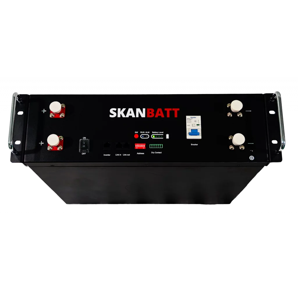 SKANBATT Lithium 3U Rackbatteri 51,2V 100Ah - 5,12kWh - LiFePO4 - HEAT - OTA