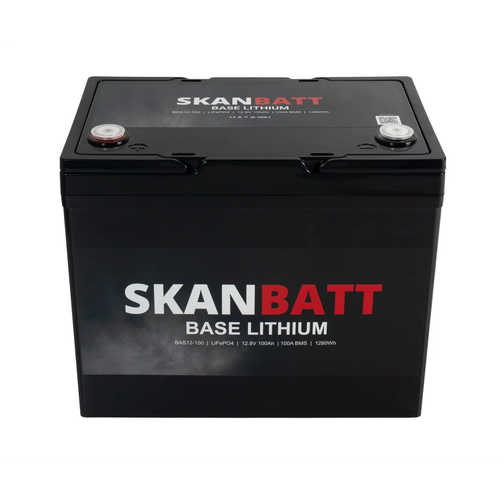 SKANBATT Base Lithium - 12V 100Ah 100A BMS - 260x169x211mm - 3 Års garanti