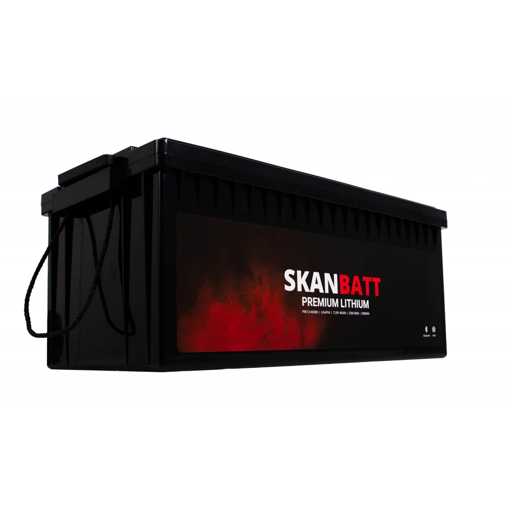 SKANBATT Premium Lithium - 12V 460Ah 200A BMS - Bluetooth - Heat - 522x218x268mm - 8 Års garanti