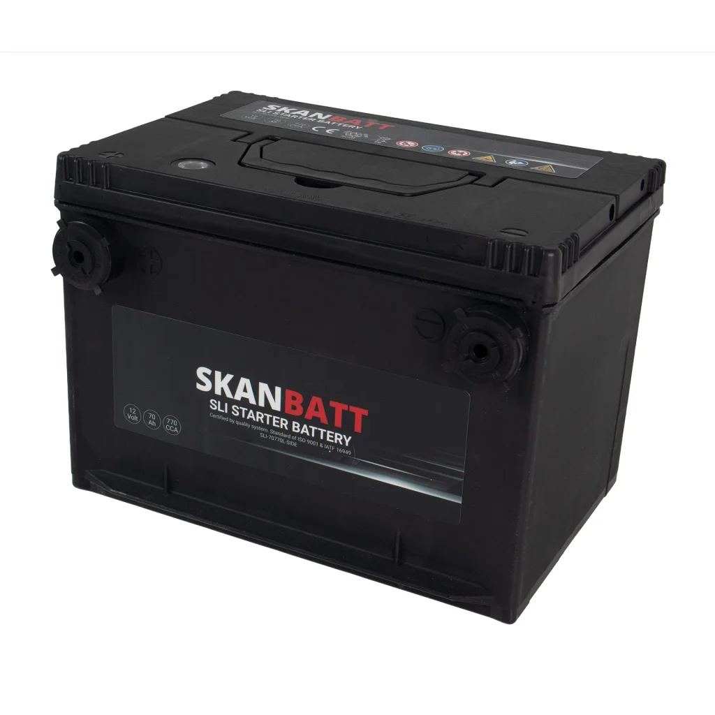 SKANBATT SLI Startbatteri 12V 70AH 770CCA (260x174x185mm) +Vänster